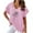 Pink, variant on WREESH Women's V-Neck Cotton Linen T-Shirt Casual Short Sleeve Top with Graphic Print Black