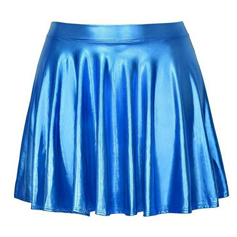 Casual Mini Skater Skirt for Women Plus Size Skirt Elastic High Waist Pleated Skirt Flared Short Skirt Walmart