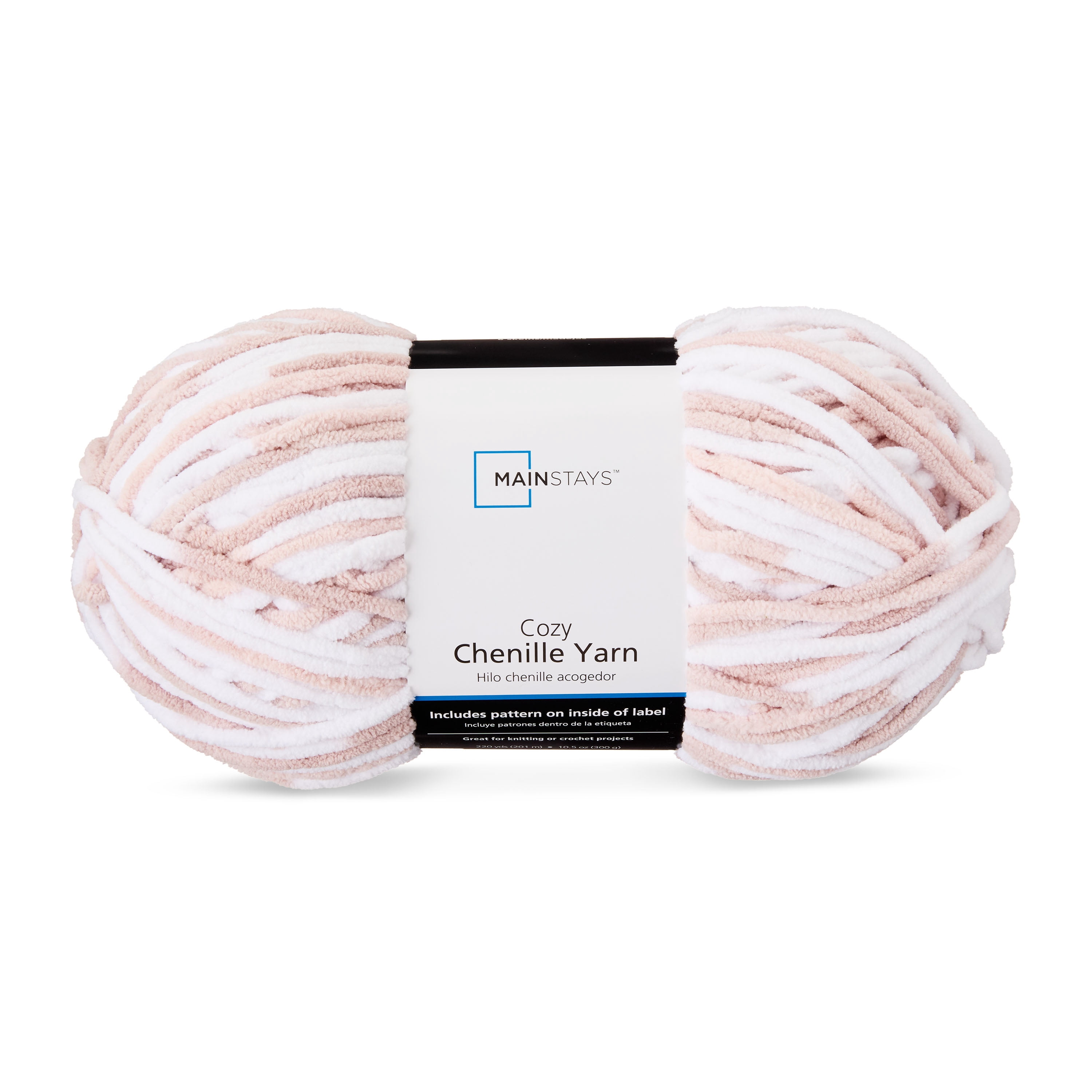 Mainstays Cozy Chenille Yarn, 220 yd, Pink Sands Multi, 100% Polyester, Bulky, Pack of 4