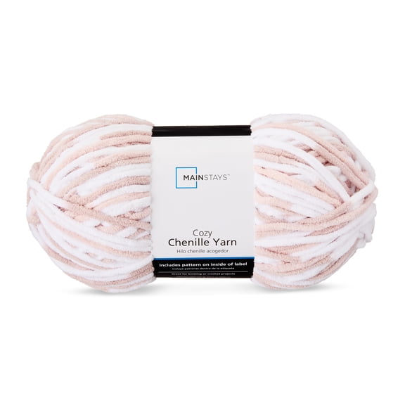 Mainstays Cozy Chenille Yarn, 220 yd, Pink Sands Multi, 100% Polyester, Bulky