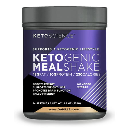 Keto Science Ketogenic Meal Shake Vanilla Dietary Supplement, 18.8 oz., 14 (Best Keto Meal Replacement)