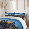 thumbnail image 5 of Ambesonne City Duvet Cover Sets, Tranquil Morning Sunrise, 2-King, Blue Marigold Dark Green, 5 of 6