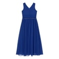 thumbnail image 3 of Miutii Kids Girls Shiny Rhinestones Birthday Party Dress Sleeveless V Neck Wedding Bridesmaid Dress Blue 14, 3 of 9