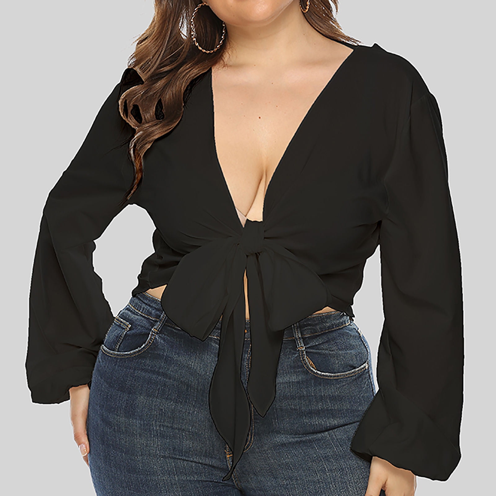 plus size plunging neckline tops