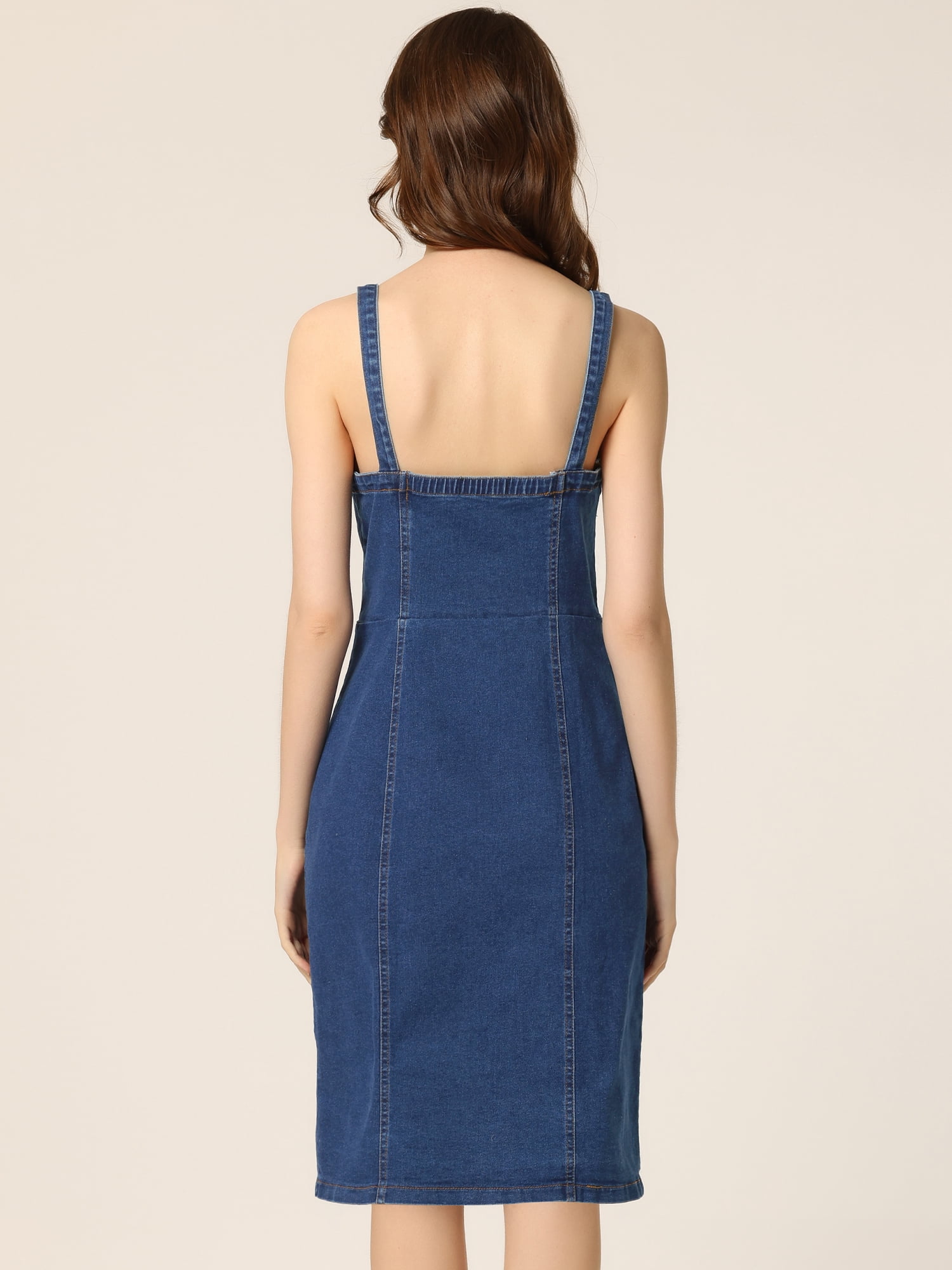 DARING DIVA Button Down Denim Sleeveless Sweetheart Neck Jean Dresses XS Blue