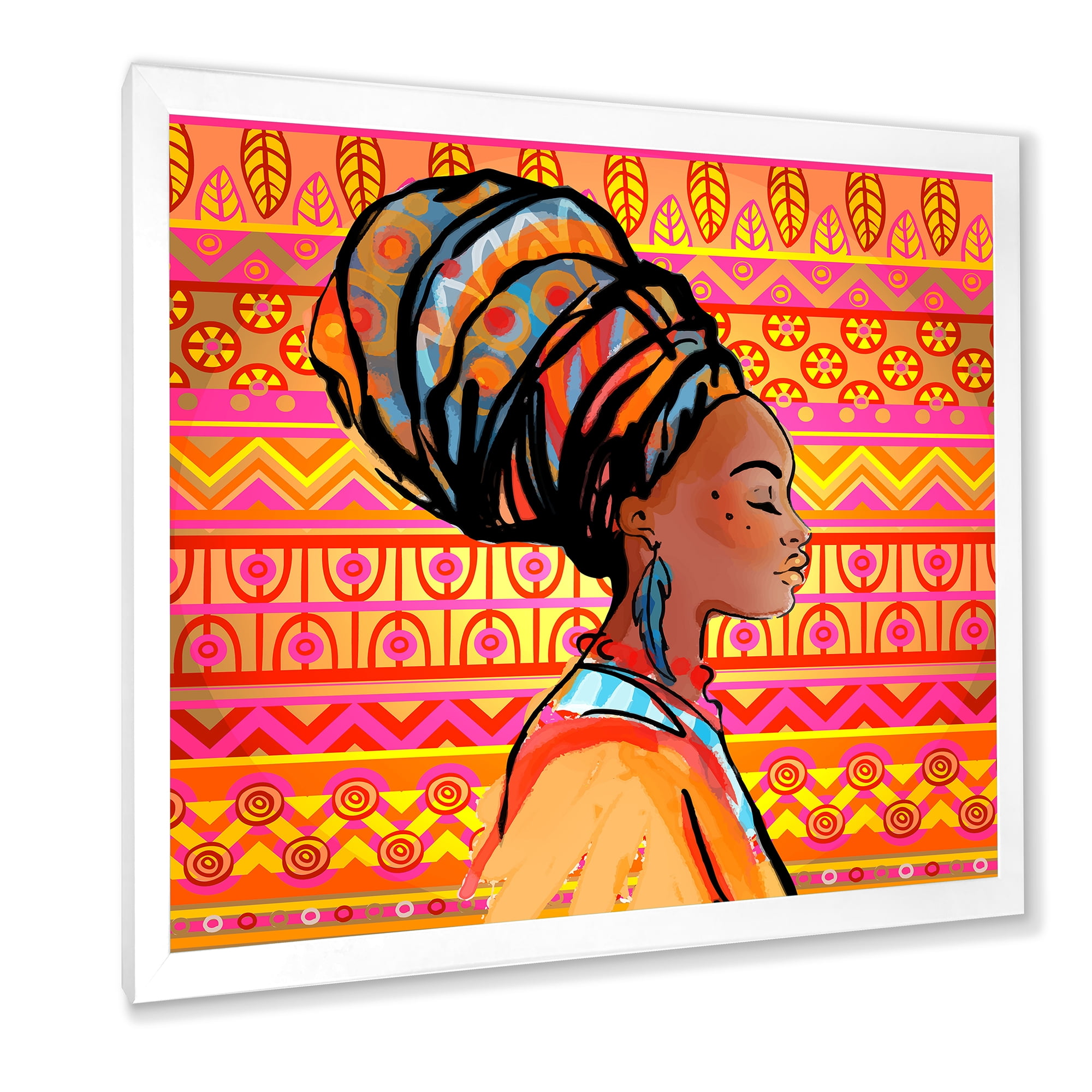 Designart 'Portrait of African American Woman With Turban I' Modern Framed Art Print