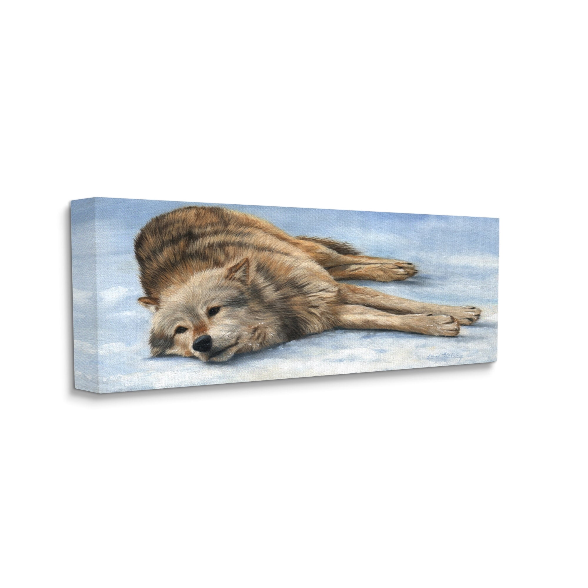 Stupell Industries Coyote Wolf Resting Snowy Landscape Woodland Wildlife Painting Gallery Wrapped Canvas Print Wall Art, Design by David Stribbling
