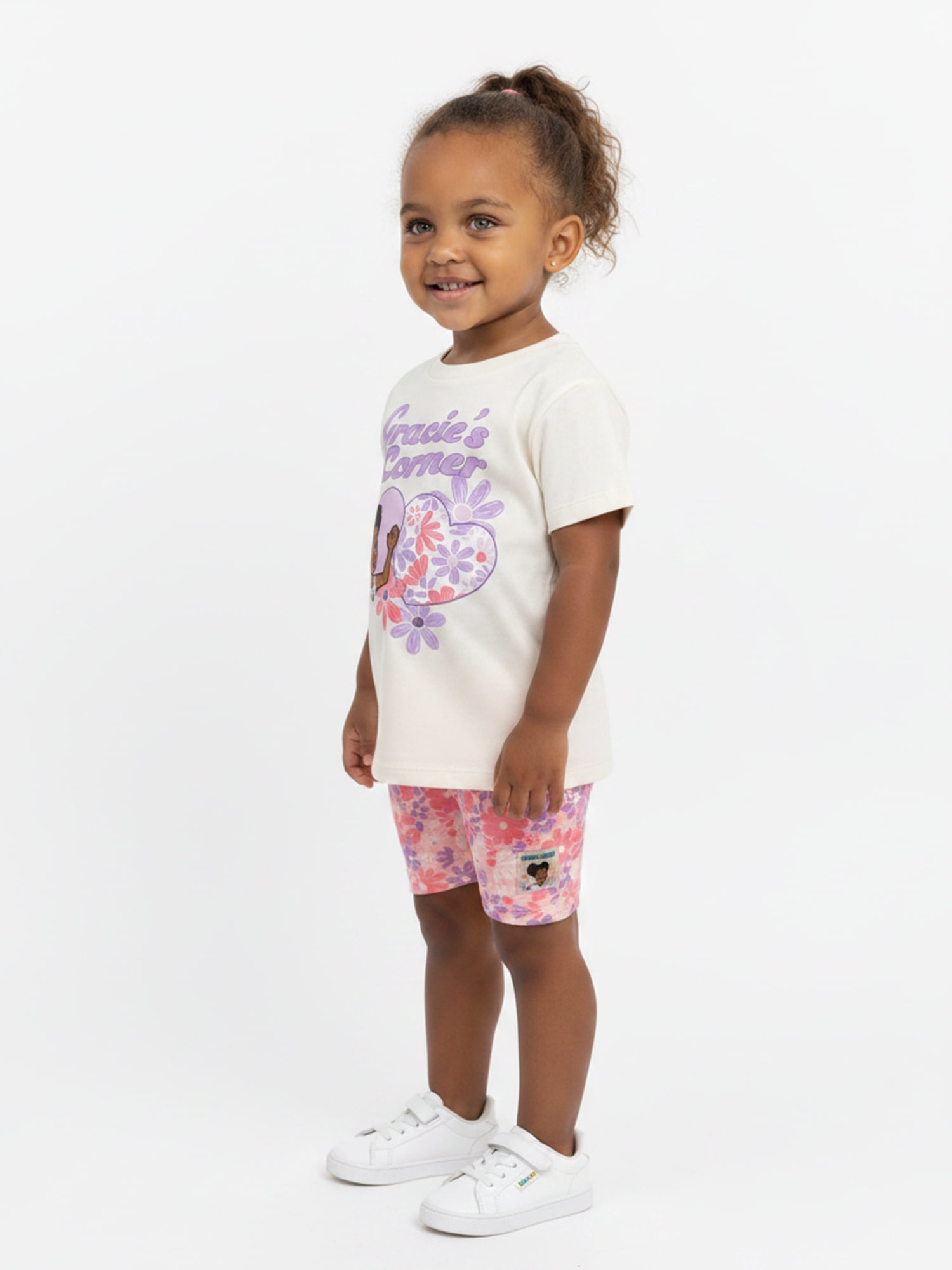 Gracie's Corner Toddler Girls Hearts Graphic Tee and Shorts Set, 2-Piece, Sizes 12M-5T