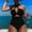 Black, variant on One Piece Swimwear Halter Women Swimsuits High Waisted Summer Swimwear with Padding Women Bathing Suit Cover up High Waisted Tummy Control Swimwear