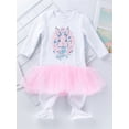 thumbnail image 6 of Bagilaanoe Newborn Baby Girl Easter Rompers Dress Rabbit Print Long Sleeve Footed Bodysuit Tutu Skirt + Headband 3M 6M 12M 24M Infant One Piece Jumpsuit, 6 of 9