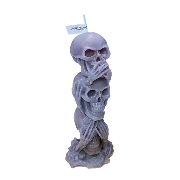 Japceit 4.5" Skeleton Head Sculpture, Skull Candle, Unique Gothic Style for Spooky Ambiance, Home Decor, Halloween Party, Wishing Manifestation, Spiritual Healing, and Magical Energy