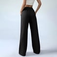 thumbnail image 6 of Bloomae Womens Wide Leg Linen Pants Summer Casual Button Decor Baggy Elastic High Waisted Palazzo Beach Vacation Slacks Trousers with Pockets Black M, 6 of 8