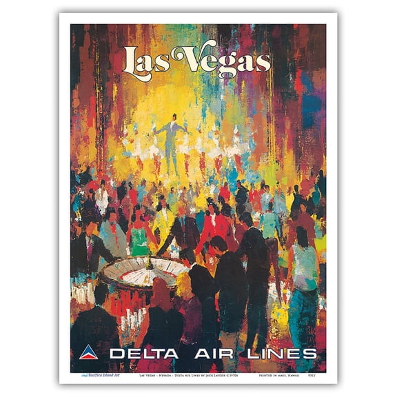 Las Vegas - Nevada - Delta Air Lines - Vintage Airline Travel Poster by Jack Laycox c.1970s - Master Art Print (Unframed) 9in x 12in