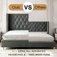 thumbnail image 5 of Merluxy Queen Bed Frame Upholstered Bed Wingback Headboard Velvet Tufted Diamond Button/No Box Spring Needed/Easy Assembly/Gray, 5 of 8