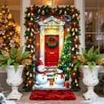 thumbnail image 4 of FastXmas Christmas Door Covers Ornament 2.95*6 Ft Red Merry Christmas Door Covers Washable Elastic Fabric Balls with Snowflakes Pattern Christmas Door Covers for Front Door Cover Festive Party Home, 4 of 6