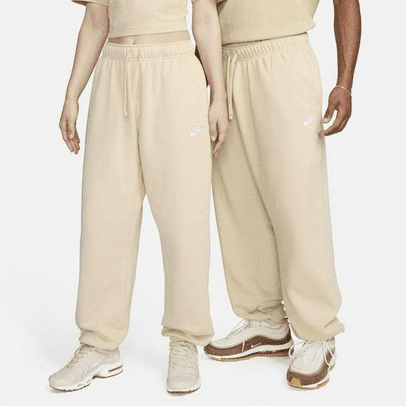 Nike Sportswear Club Fleece Women's Mid-Rise Oversized Sweatpants Color: Sanddrift/White Size: M