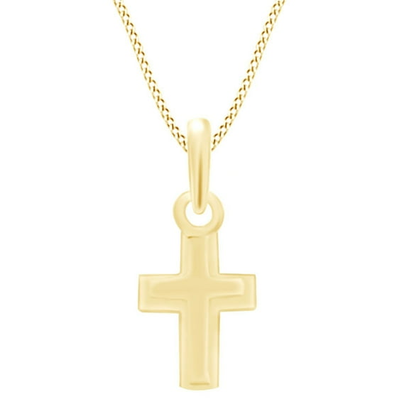 AFFY Beautiful Tinny Cross Pendant Necklace In 14k Solid Yellow Gold