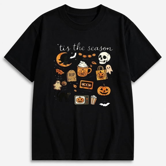 ’Tis the Season Halloween Icons Halloween Shirt for Men and Women, Graphic Short Sleeve T-Shirt