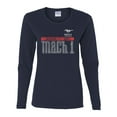 thumbnail image 2 of Wild Bobby, Ford Mustang 50 Years Logo Mach 1 Classic Emblem, Cars and Trucks, Women Graphic Long Sleeve Tee, Navy, Large, 2 of 4