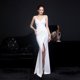 thumbnail image 5 of Vestido de novia con tirantes largos para brindis, vestido de fiesta ajustado con cola de pez, modelo de coche para boda, vestido de exhibición, 5 of 5