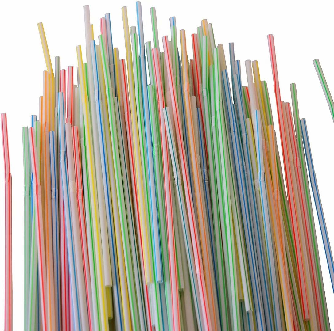 Artrylin 300pcs Flexible Plastic Drinking Straws Bendable Straws