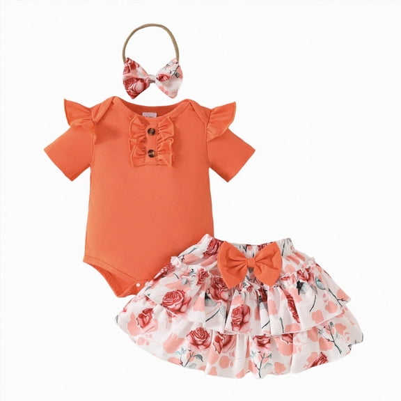 Baby Girl Summer Outfits Newborn Ribbed Knit Romper Skirt Set Infant Ruffle Bodysuit Toddler Dress Winter Clothes Kaprioy Toddler Girl Clothes 0 3 6 9 12 18 Months