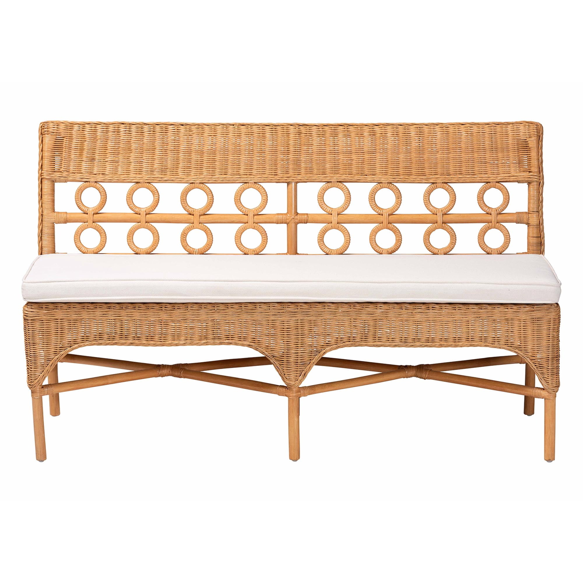 bali & pari Oxford Boho Dining Bench, Light Honey