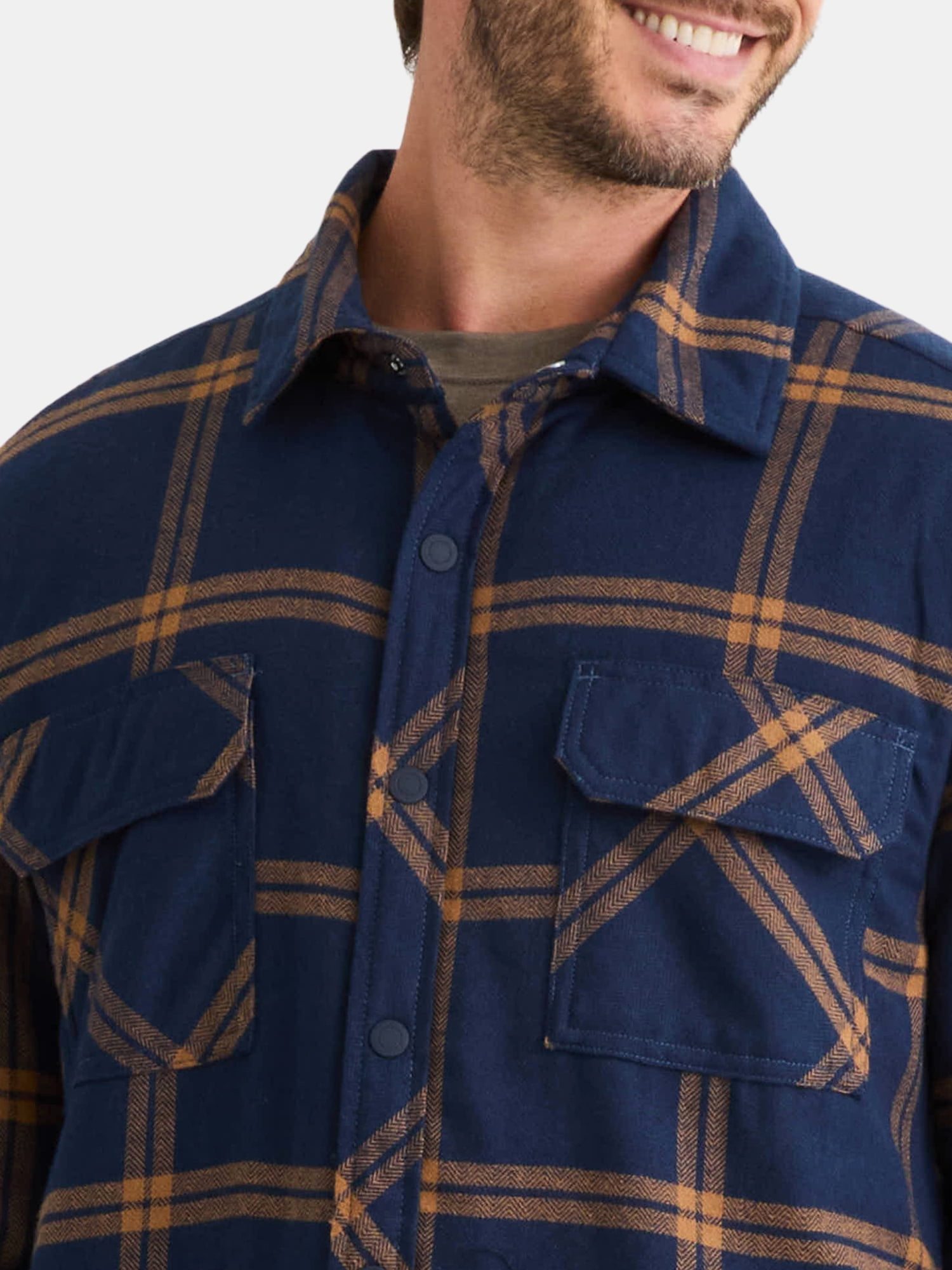George Men's Shirt Jacket with Long Sleeves, High Pile Fleece Lining, Sizes S-3XL