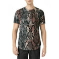 thumbnail image 1 of Ma Croix Mens Lightweight Hipster Round Hemline Snakeskin Print T Shirt, 1 of 6