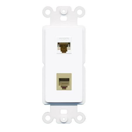 Rj11 Phone Wall Plate - RiteAV Cat6 Phone (RJ11-12 Beige) Wall Plate Insert White
