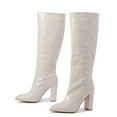 thumbnail image 5 of UngA Cowgirl Boots Women's Western Boots Square Toe Heel Zipper Embroidered Ankle Boots White,6.5, 5 of 7