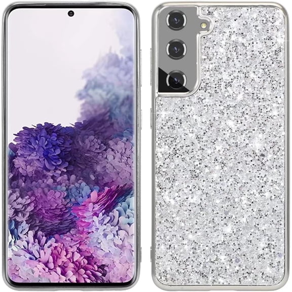 Case for Galaxy S21 FE, Glitter Sparkly Luxury Light Slim Shockproof Protective Bling Diamond Girls Case for Samsung Galaxy S21 FE 5G 6.4 inch (Silver)