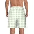 thumbnail image 3 of KLL Pistachio Green Checkboard Men's Casual Summer Beach Shorts Hawaiian Shorts with Pockets-X-Large, 3 of 5
