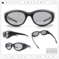thumbnail image 2 of Oval Geometric Dimensional Diamond Cut Bevel Plastic Sport Sunglasses Grey Brown - Silver Mirror, 2 of 8