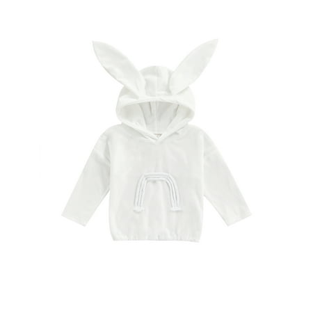 

Licupiee Baby Newborn Rabbit Hooded Sweatshirt Easter Bunny Long Ear Warm Pullover Tops Toddle Girl Long Sleeve Hoodie
