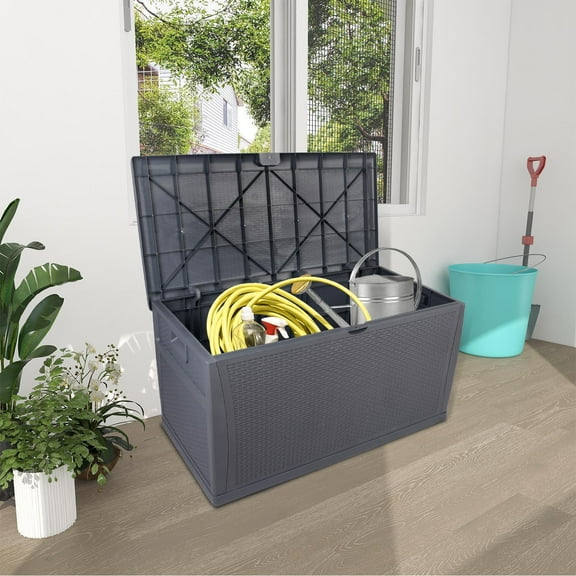 Zimtown 120gal Storage Deck Box Storage PP plastic Waterproof Grey