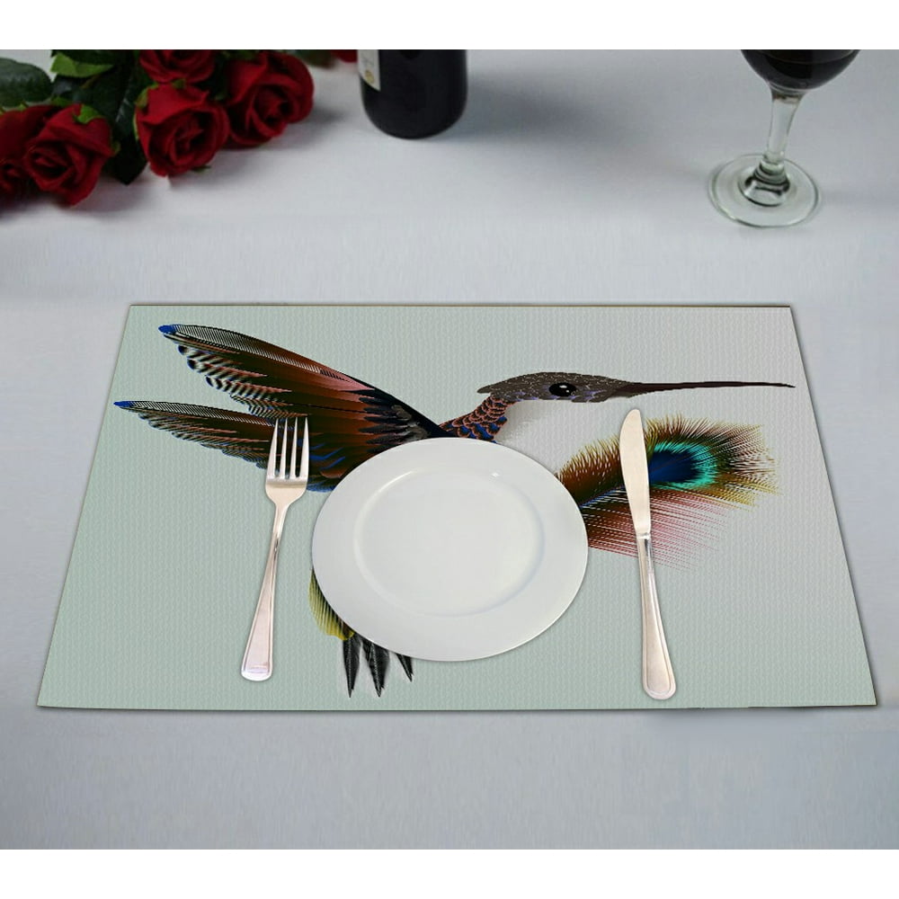 ABPHQTO Realistic Humming Bird Placemat 12x18 Inch,Set of 2 Table