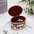 thumbnail image 6 of ABPETE Vintage Oval Jewelry Storage Box Metal Trinket Organizer Purple Treasure Chest Box for Earring Necklace Ring Holder Gift for Women, 6 of 18