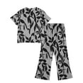 thumbnail image 4 of Abcomgle Girls Lounge Sets Size 10-12 Girls Two Piece Outfits Vintage Floral Print Short Sleeve Tee Top and Wide Leg Pants Set Cute Preppy Girls Outfits,11-12 Years, 4 of 4