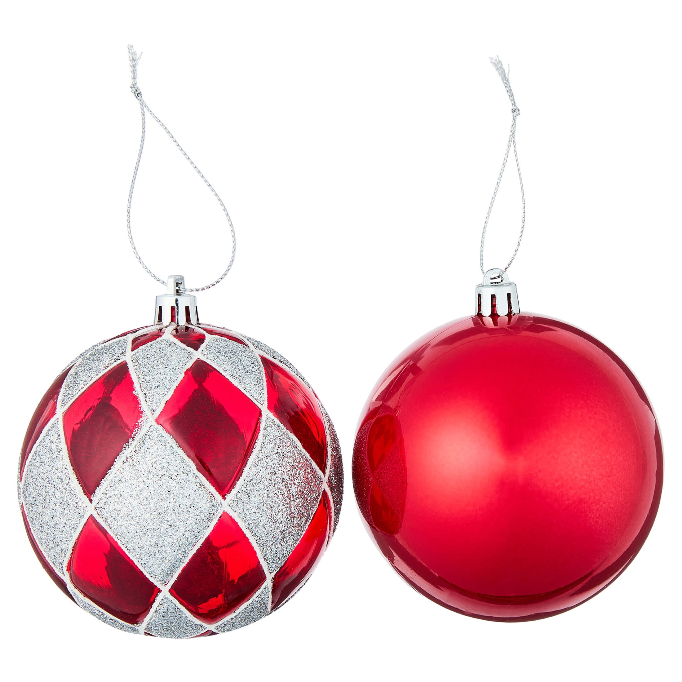 8-Count Red and Silver Ball Shatterproof Christmas Ornaments, 4.3", by Holiday Time
