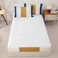 thumbnail image 4 of Homewish Vintage Vertical Lines Zipper Full Size Comforter Sets with Fitted Sheet and 2 Pillowcases,Contemporary Stripe Zipper Bedding Set,Blue,Reversible,4pcs, 4 of 8