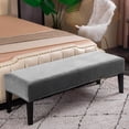 thumbnail image 3 of Housse Extensible pour Banc, Housse de Siège de Chaise de Salle à Manger, Courte, Rectangulaire, Protecteur de Décoration, Gris Foncé, 3 of 9