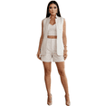 thumbnail image 1 of Conjunto 3 Piezas Chaleco, Top y Short, Estilo Casual Chic Moderno, Look Elegante para Mujer, 1 of 5