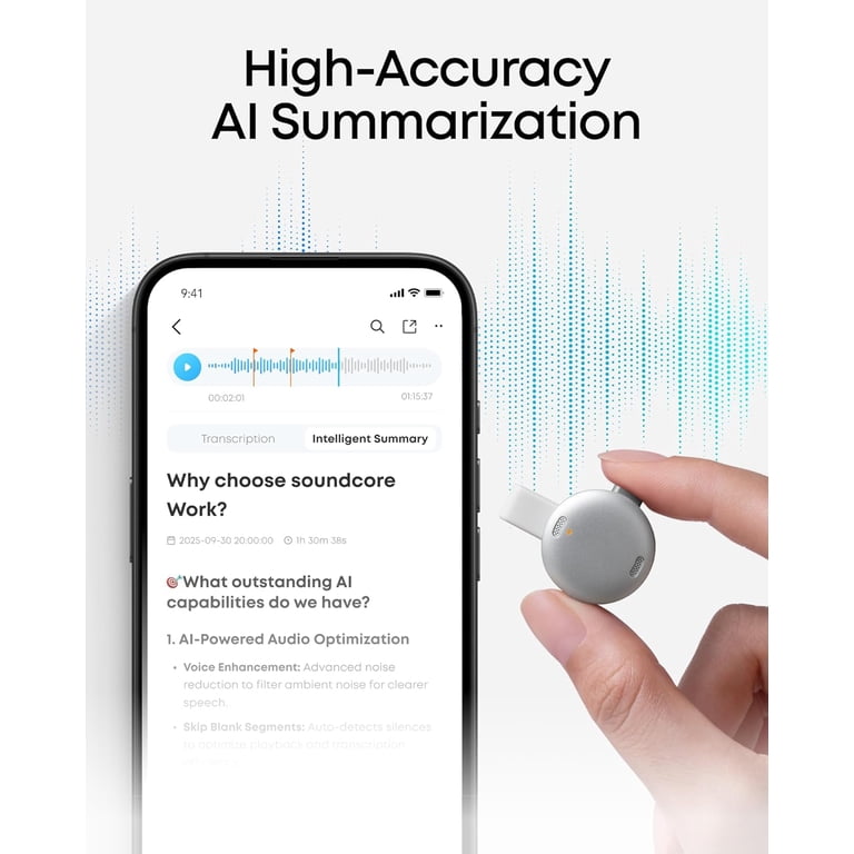 soundcore Work by Anker, Portable AI Voice Recorder, AI