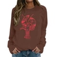 thumbnail image 2 of Arlun Vintage Graphic Crewneck Sweatshirt for Women Large Lobster Sardine Printed Sweatshirts Soft Comfortable Long Sleeve Hoodless Pullover Fall Tops Coffee L, 2 of 4