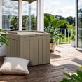 thumbnail image 3 of PRZL 30 Gallon Small Deck Box Outdoor Waterproof Resin Storage Box Lockable Storage Container Outside Package Delivery Box (Beige), 3 of 17