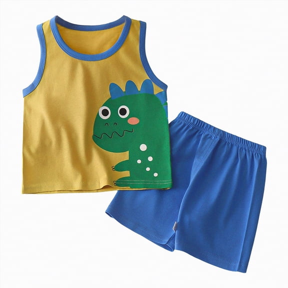 Leey-World Toddler Baby Boy Summer Outfit Short Sleeve T Shirt Top Casual Shorts Set Clothes 6 12 18 24 Month 2T 3 6 12 18 Months 2T Clothes Children's Gift(Blue,6-12 Months)