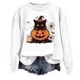 thumbnail image 4 of Women's Hoodedless Sweatshirt for Wear with Halloween Graphic Casual Pullover Top for Spring and Autumn Fashion Streetwear White S, 4 of 4