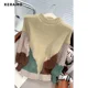 thumbnail image 5 of Suéter holgado de manga larga para mujer, estilo vintage de invierno, con cuello redondo y retazos, estilo informal, 2023, 5 of 5