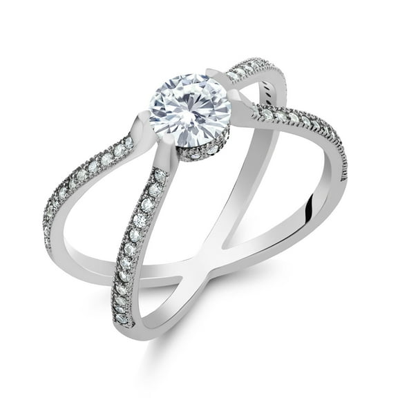 Gem Stone King 925 Sterling Silver Ring Set with Moissanite (1.38 Cttw) (Size 7)